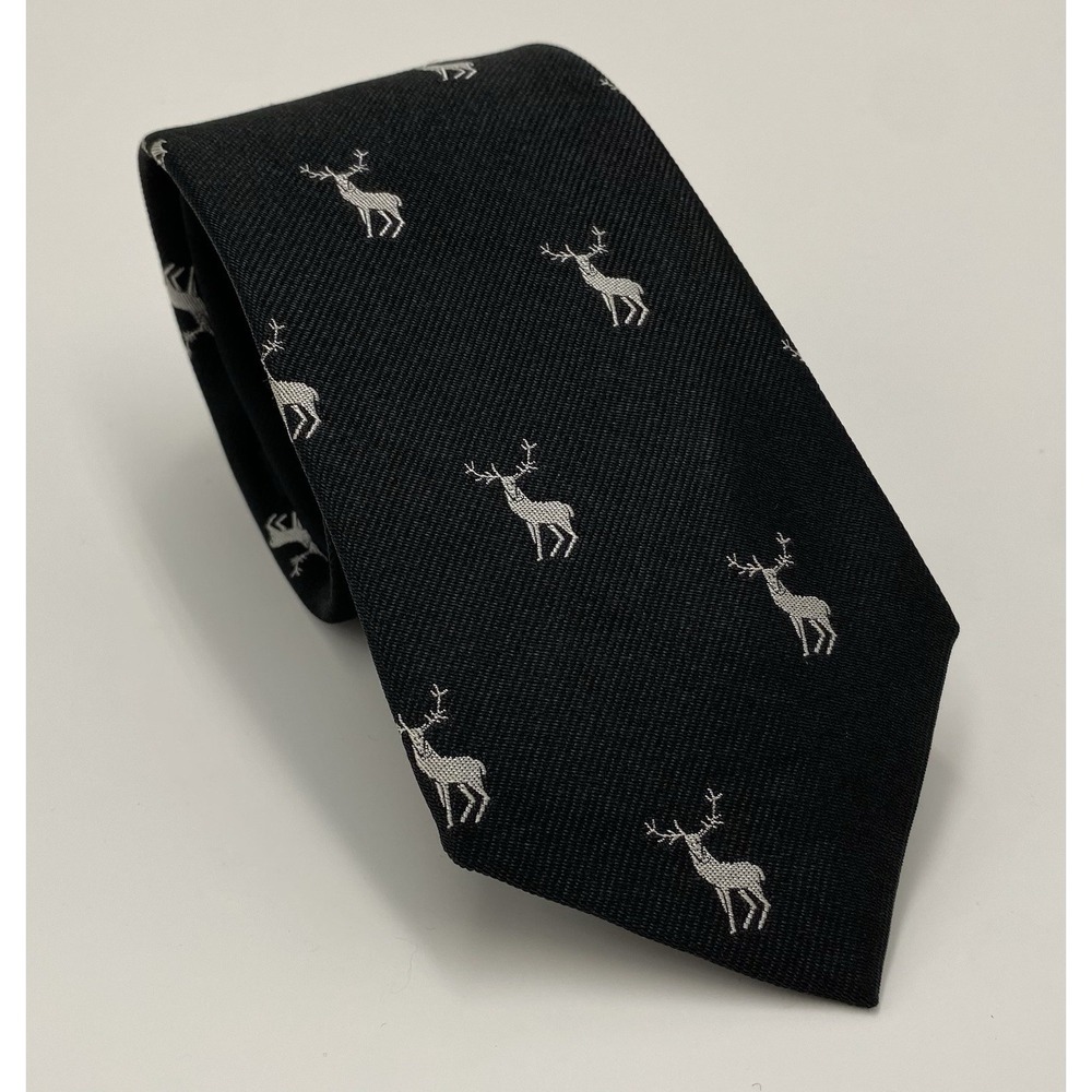 Fahlgren‎ Men's 100% Silk All Over Deer Print Necktie Black